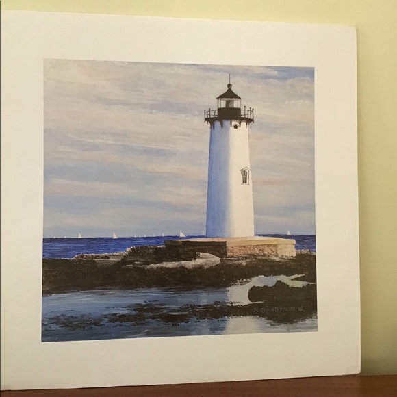 LIGHTHOUSE PRINT PORTSMOUTH HARBOR 1771 BEAUTIFUL - Picture 1 of 4